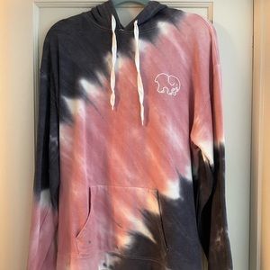 Ivory Ella Tie-dye Pink and Navy Elephant Hoodie Sweatshirt